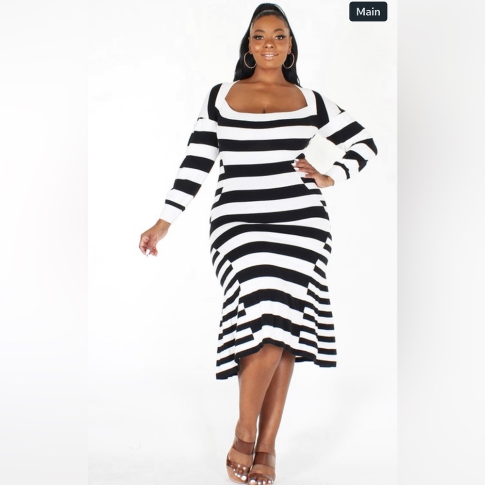 COPY - PLUS SIZE Knit Striped MIDI
